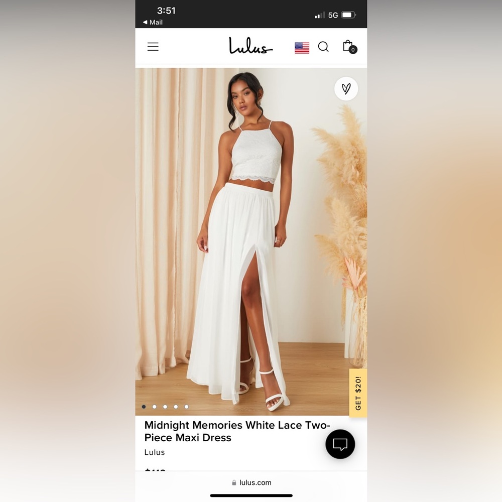 Lulus 2 piece white set.